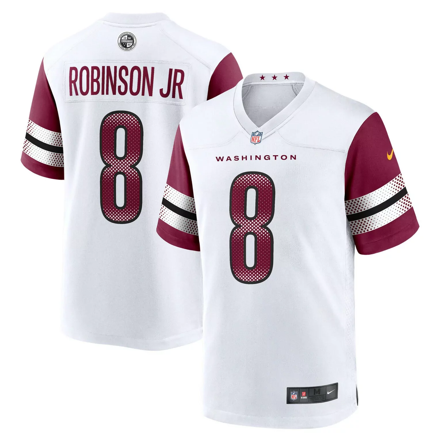 Brian Robinson 8 Washington Jersey White Men Maroon Black Away Game
