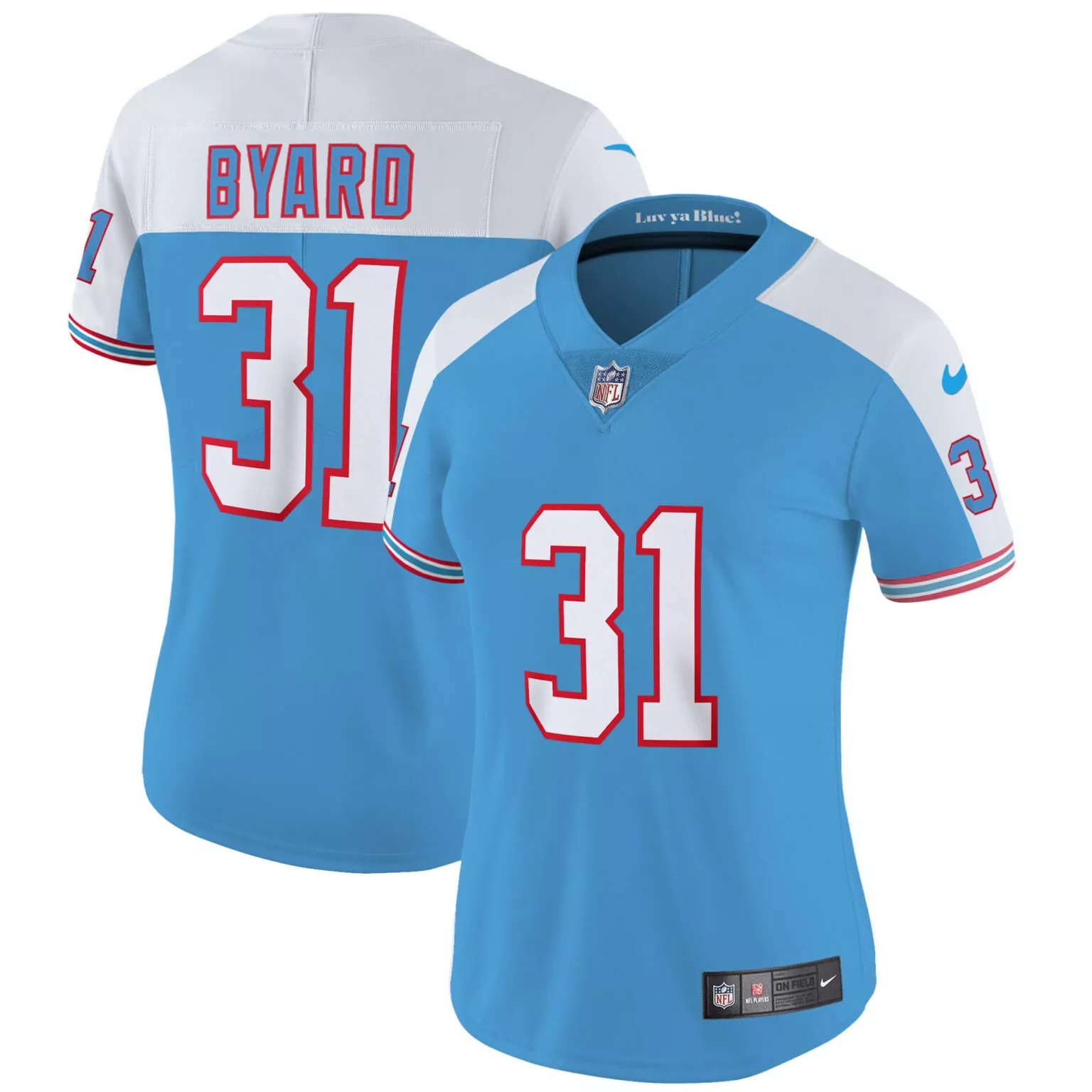 Kevin Byard 31 Tennessee Titans Jersey Light Blue Luv Ya Blue! Players Men Alternate