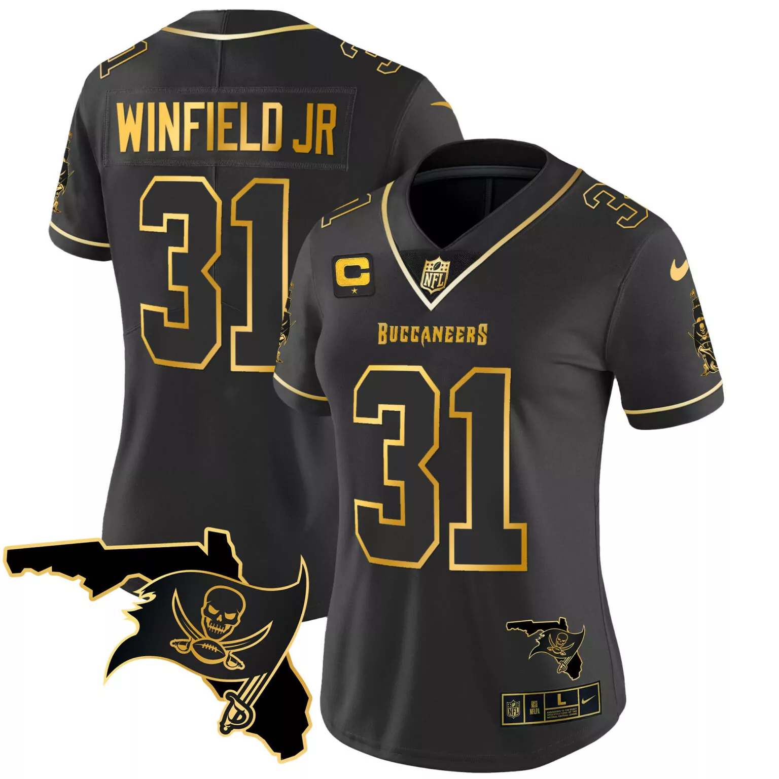 Antoine Winfield 31 Buccaneers Jersey Black Florida Nflpa Men NFL Gold Vapor All