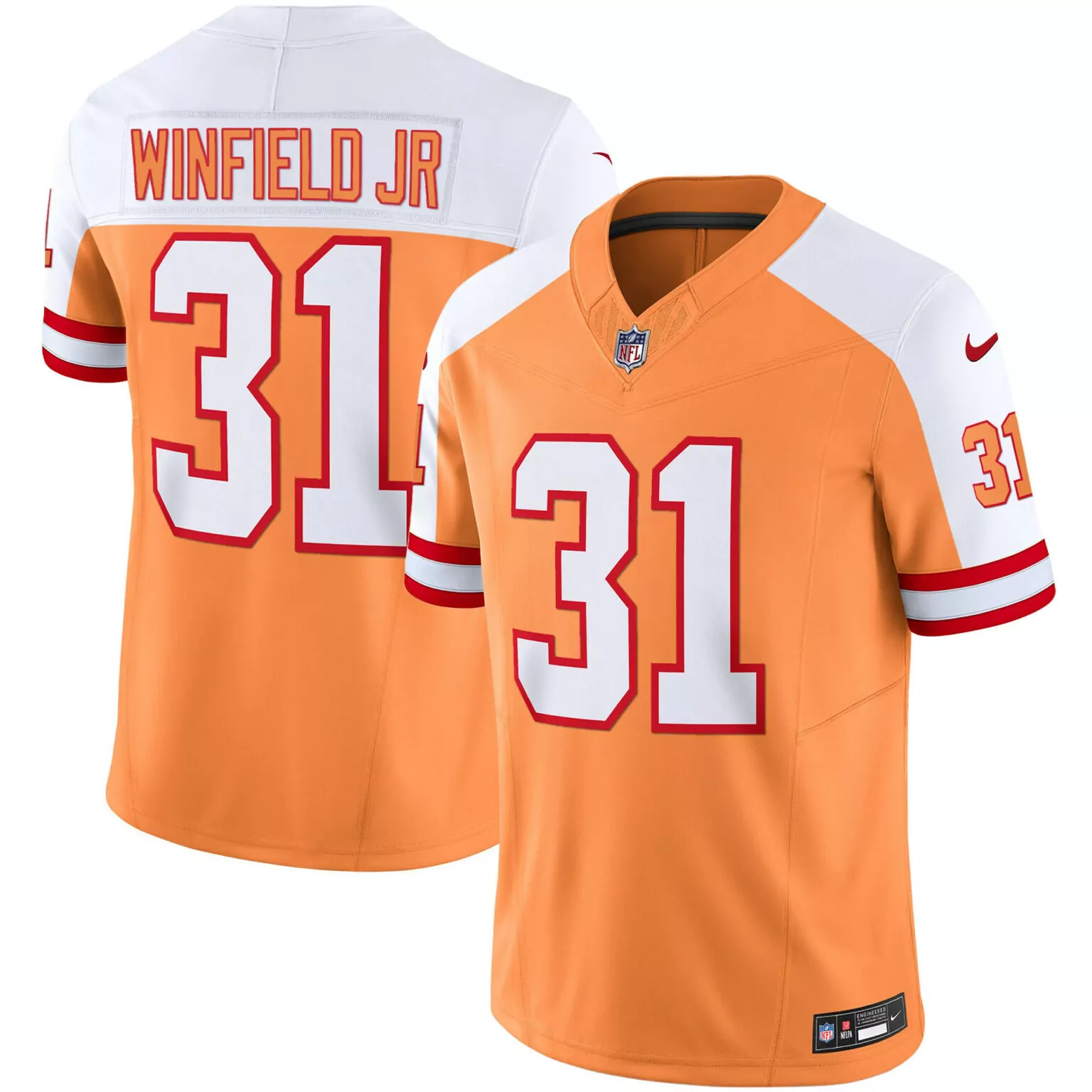 Antoine Winfield 31 Jersey Orange Tampa Bay Buccaneers Men Nike Elite White Red Alternate