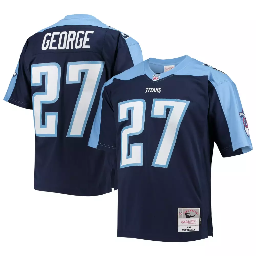 Eddie George 27 Titans Jersey Navy Throwback Men Design Light Blue Legacy