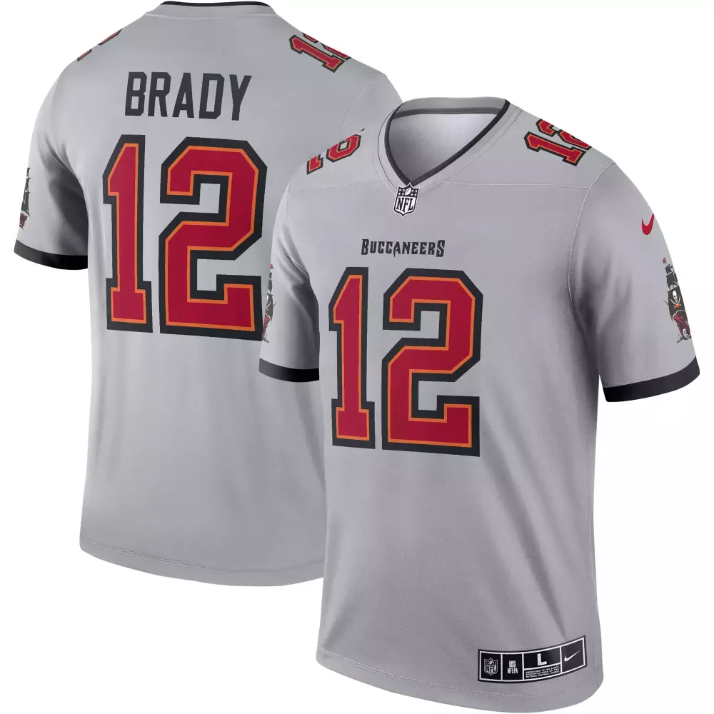 Tom Brady 12 Buccaneers Jersey Gray Men Alternate Red Black