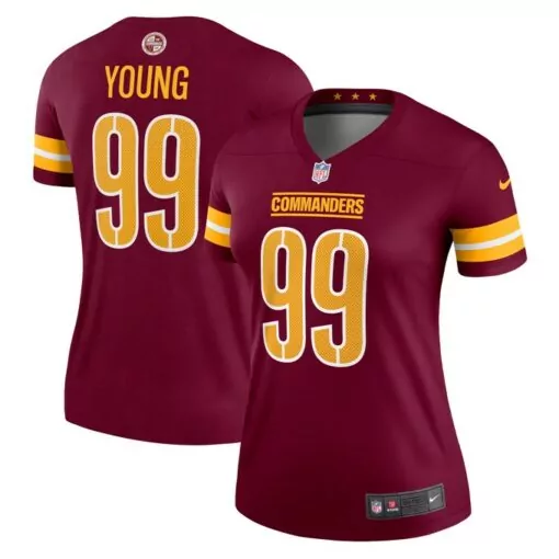 Chase Young 99 Commanders Jersey Maroon Women Gold White