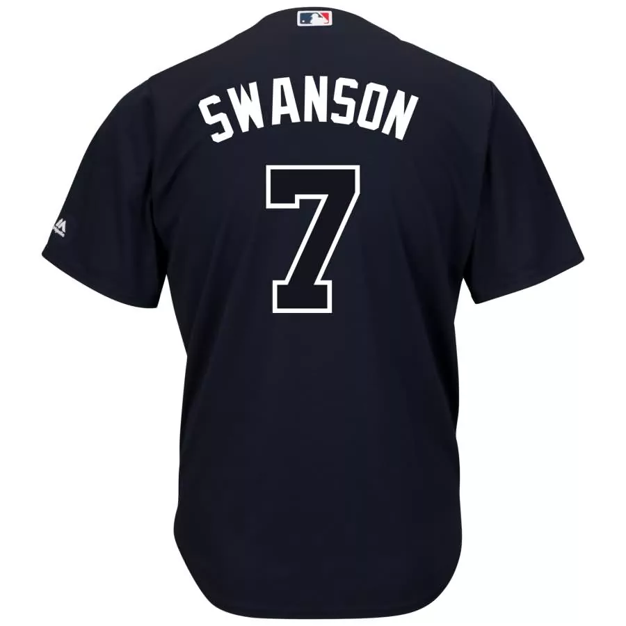 Dansby Swanson 7 Atlanta Braves Jersey Navy Men White Alternate Official Cool Base