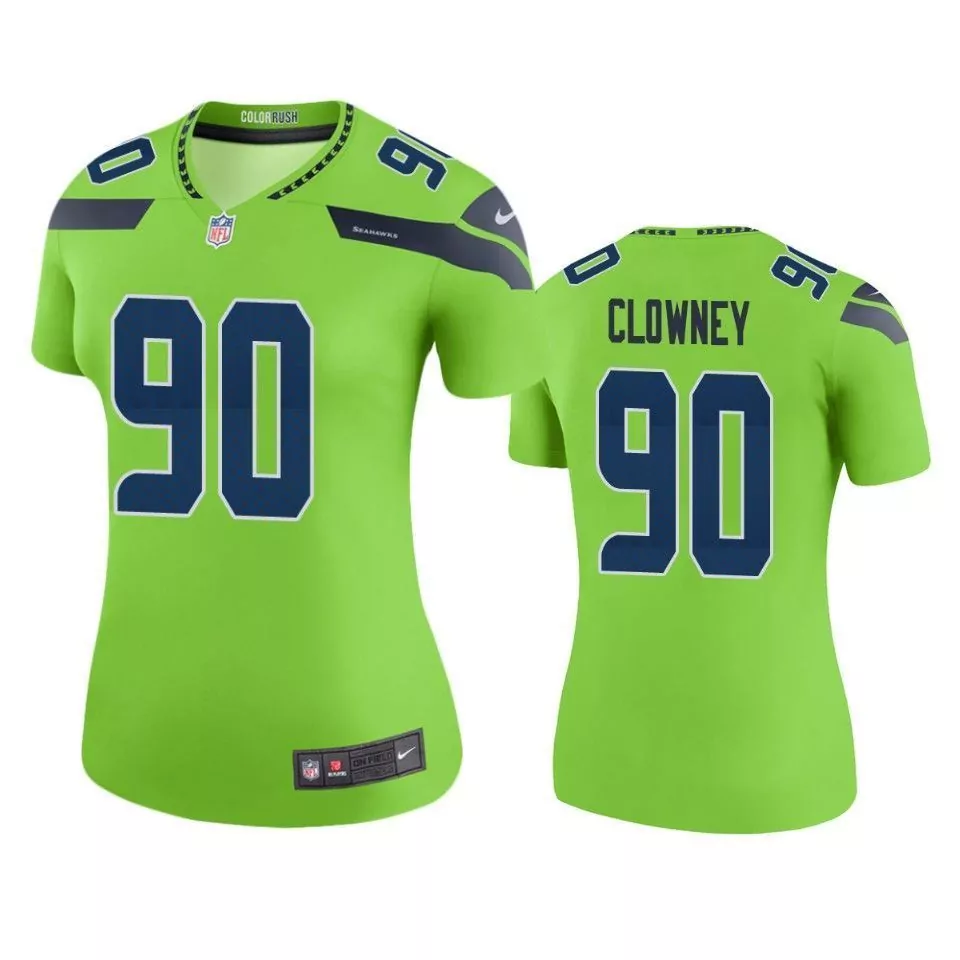 Jadeveon Clowney 90 Seahawks Jersey Lime Green Men Color Rush Alternate Navy Blue