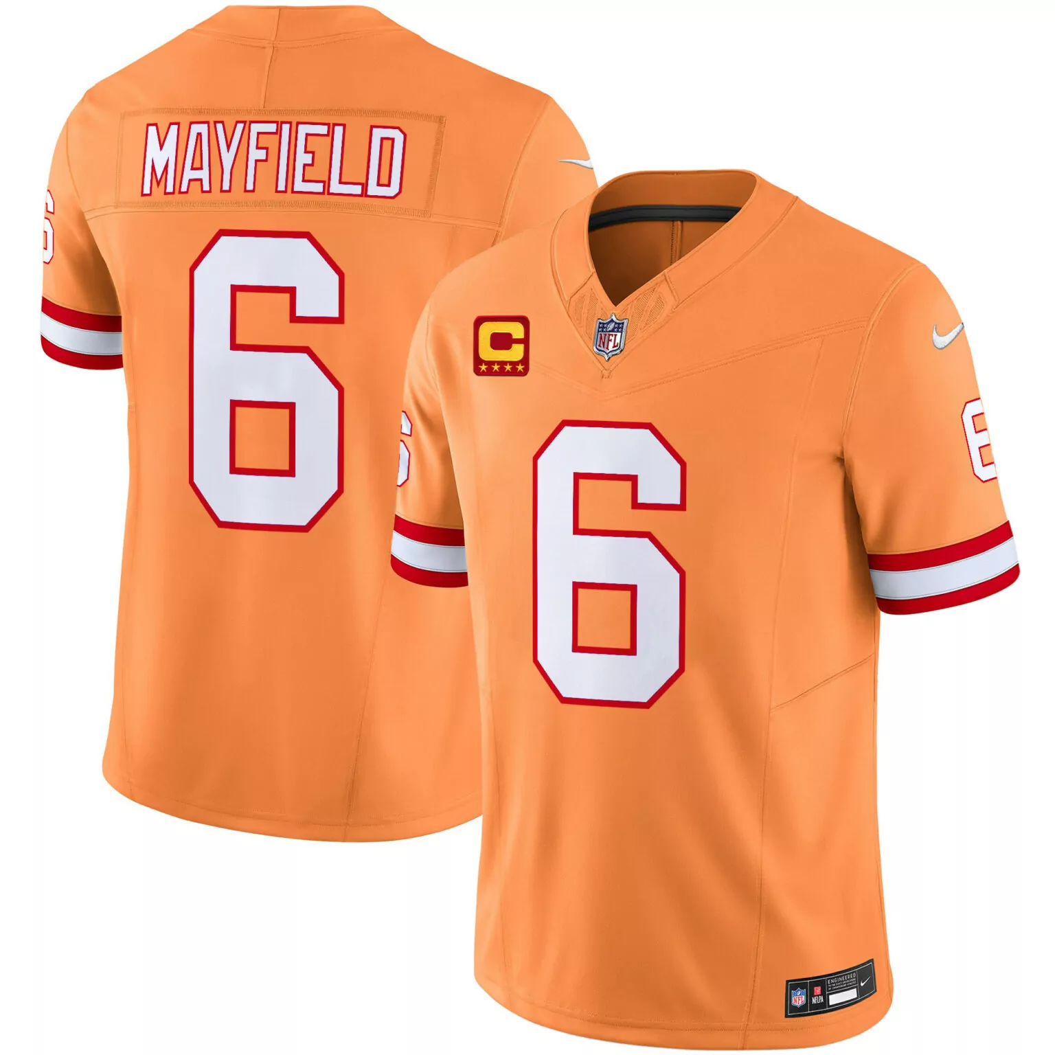 Baker Mayfield 6 Buccaneers Jersey Orange Men Fanatics Authentic White Red Throwback