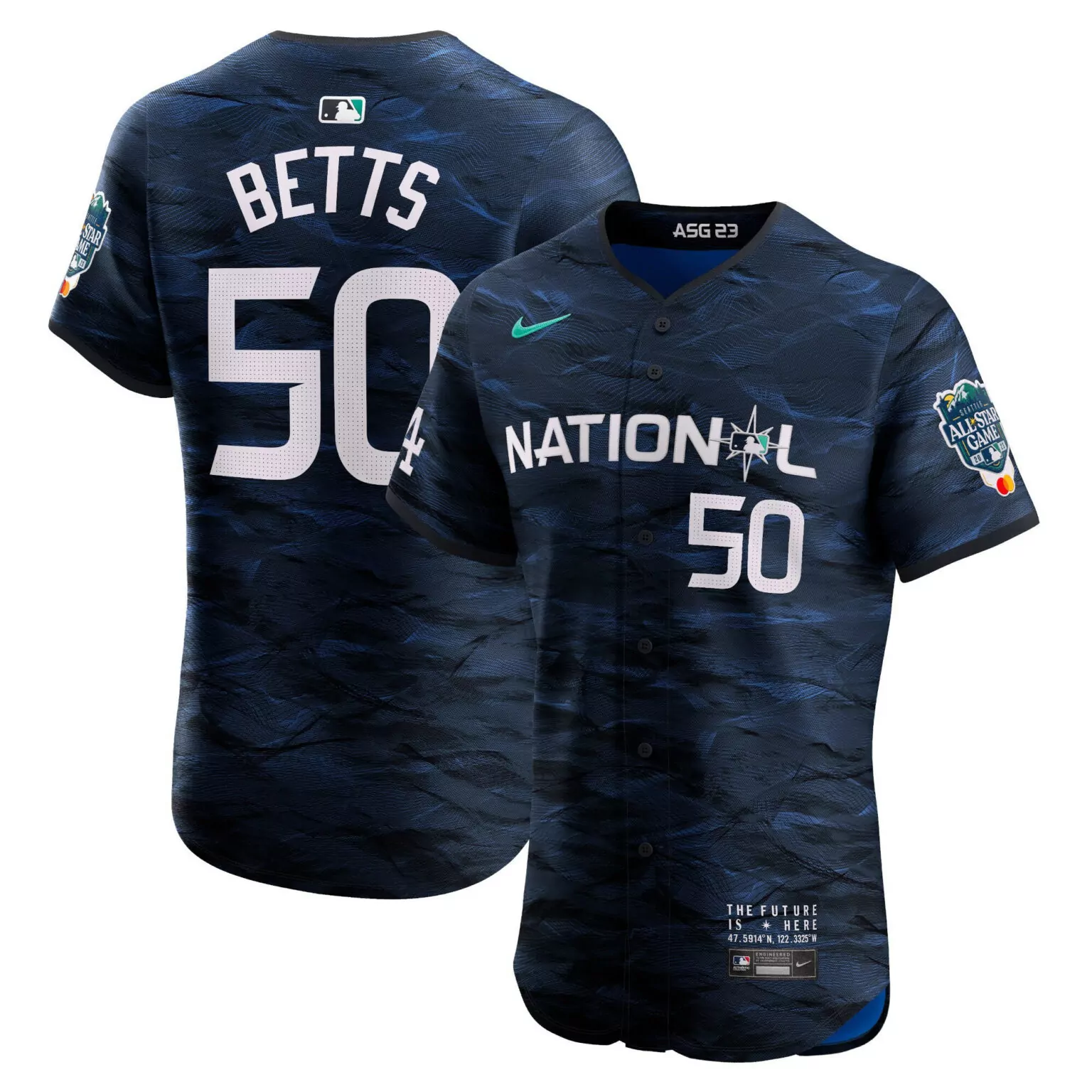 Mookie Betts 50 National League Jersey Navy 2023 MLB All-star Game Asg 23 Seattle