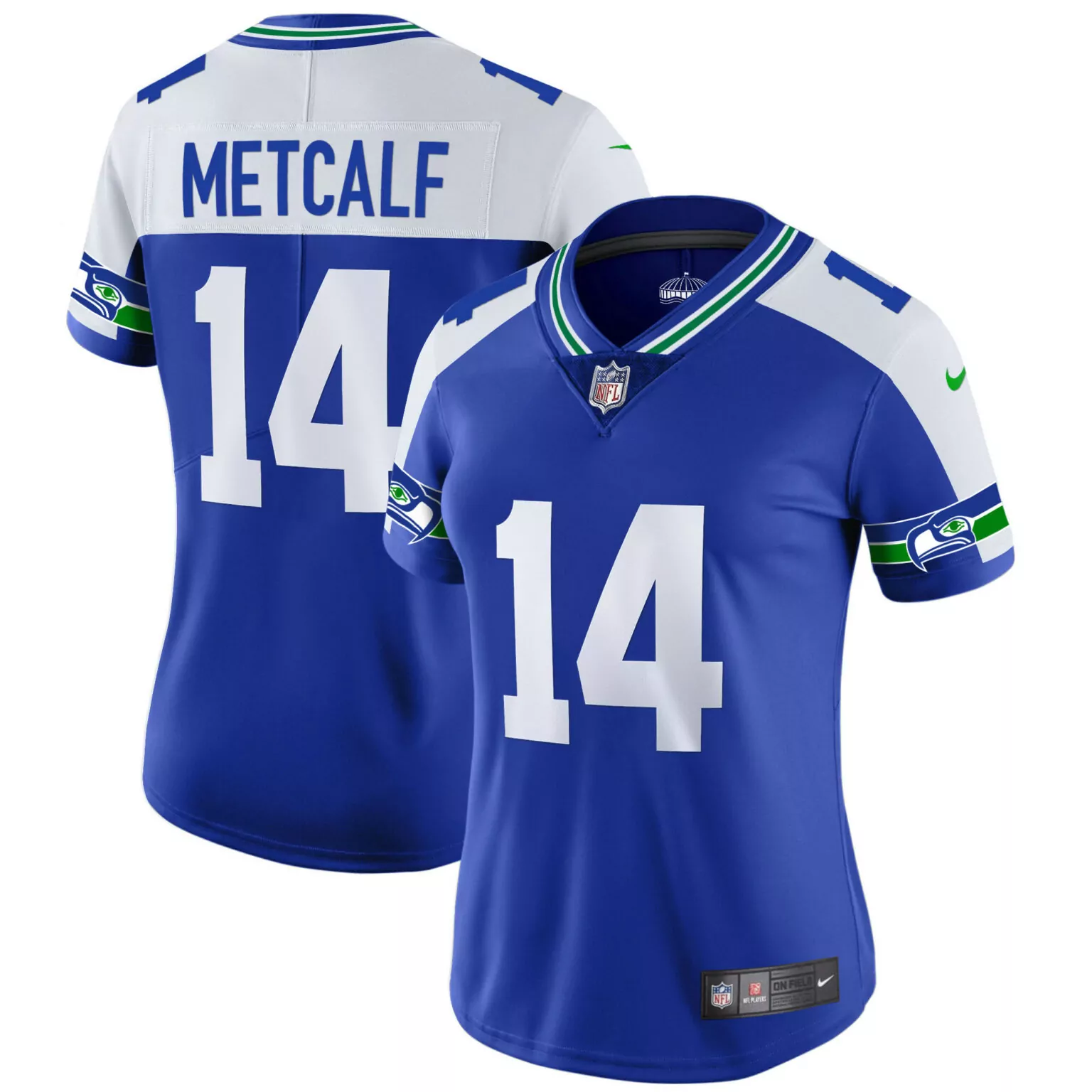 Dk Metcalf 14 Seattle Seahawks Jersey Blue Men Game White Green Alternate Throwback
