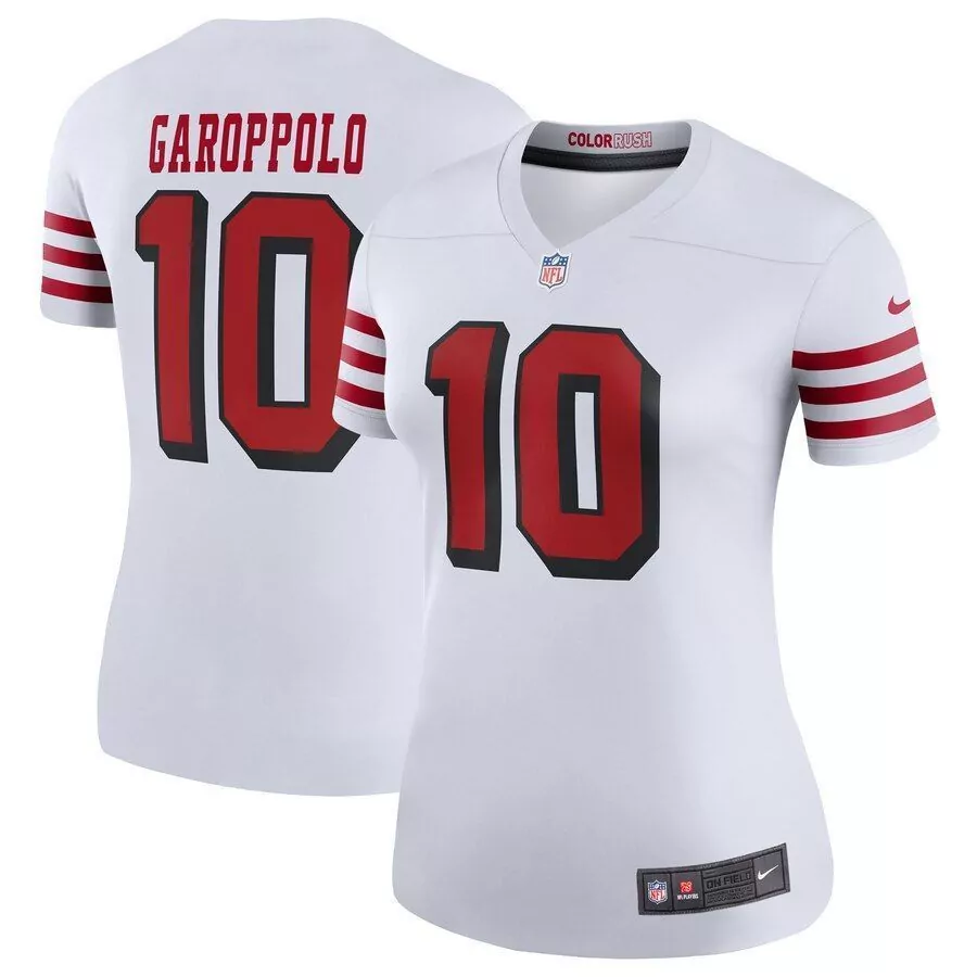Jimmy Garoppolo 10 49ers Jersey White Women Color Rush Alternate Red Black