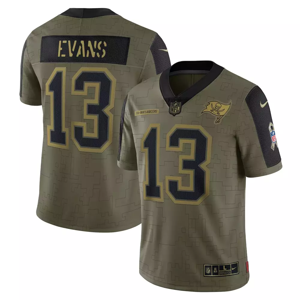 Mike Evans 13 Buccaneers Jersey Green Salute To Service Men NFL Custom Design Black