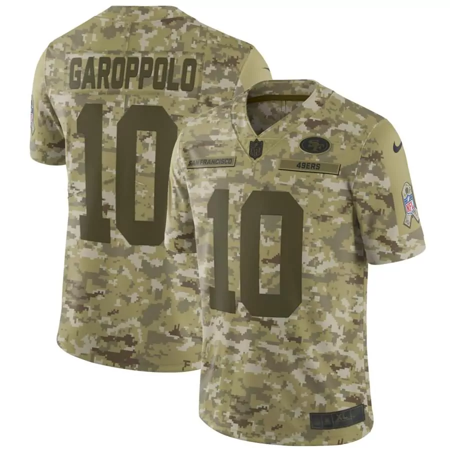 Jimmy Garoppolo 10 49ERS Jersey Camouflage Men Game Custom Design Olive Green Limited