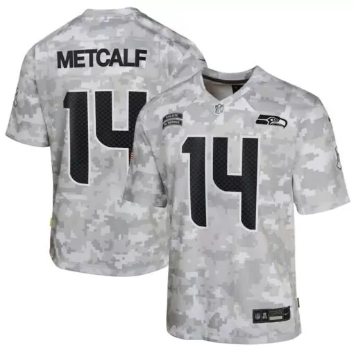 Dk Metcalf 14 Seattle Seahawks Jersey Gray Salute To Service Men Game Alternate Custom Design