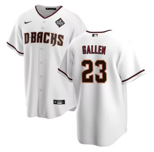 Zac Gallen 23 Diamondbacks Jersey White World Series Men Maroon Brown Cool Base Stitched