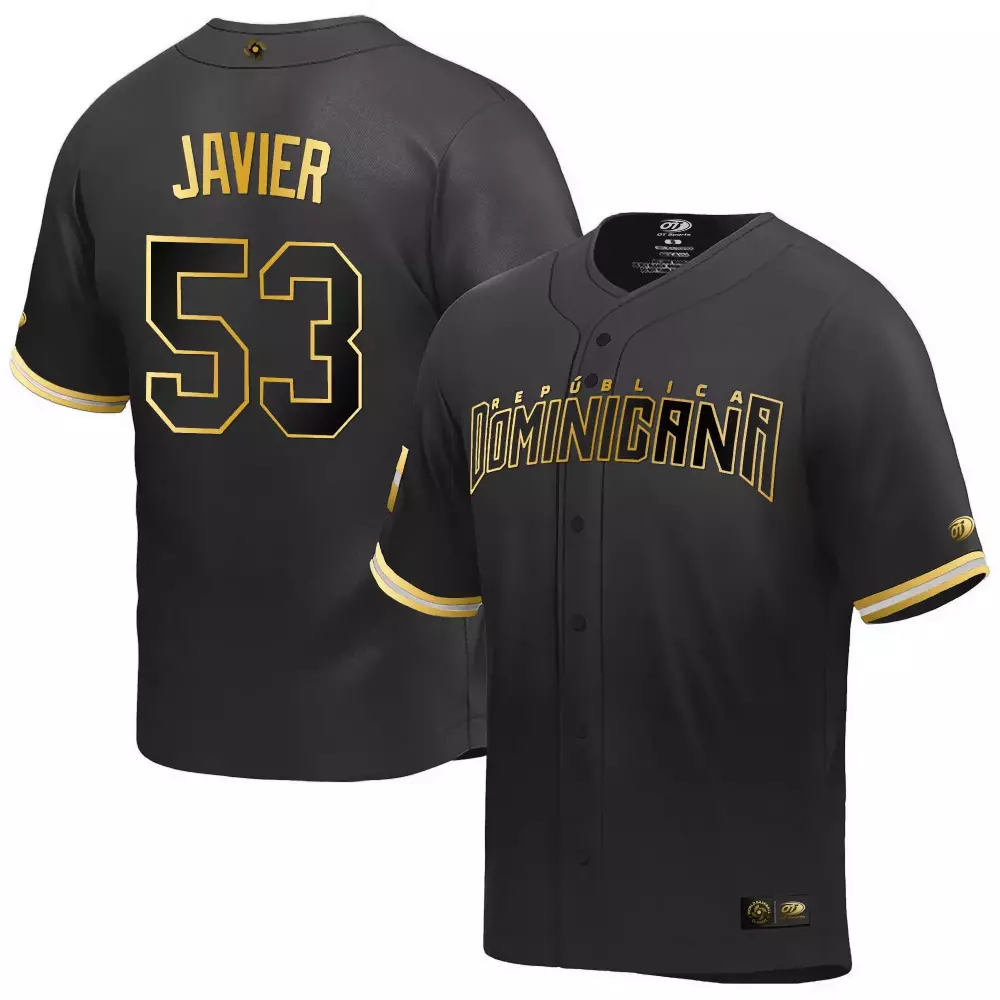 Cristian Javier 53 Dominicana Jersey Black Gold White Classic