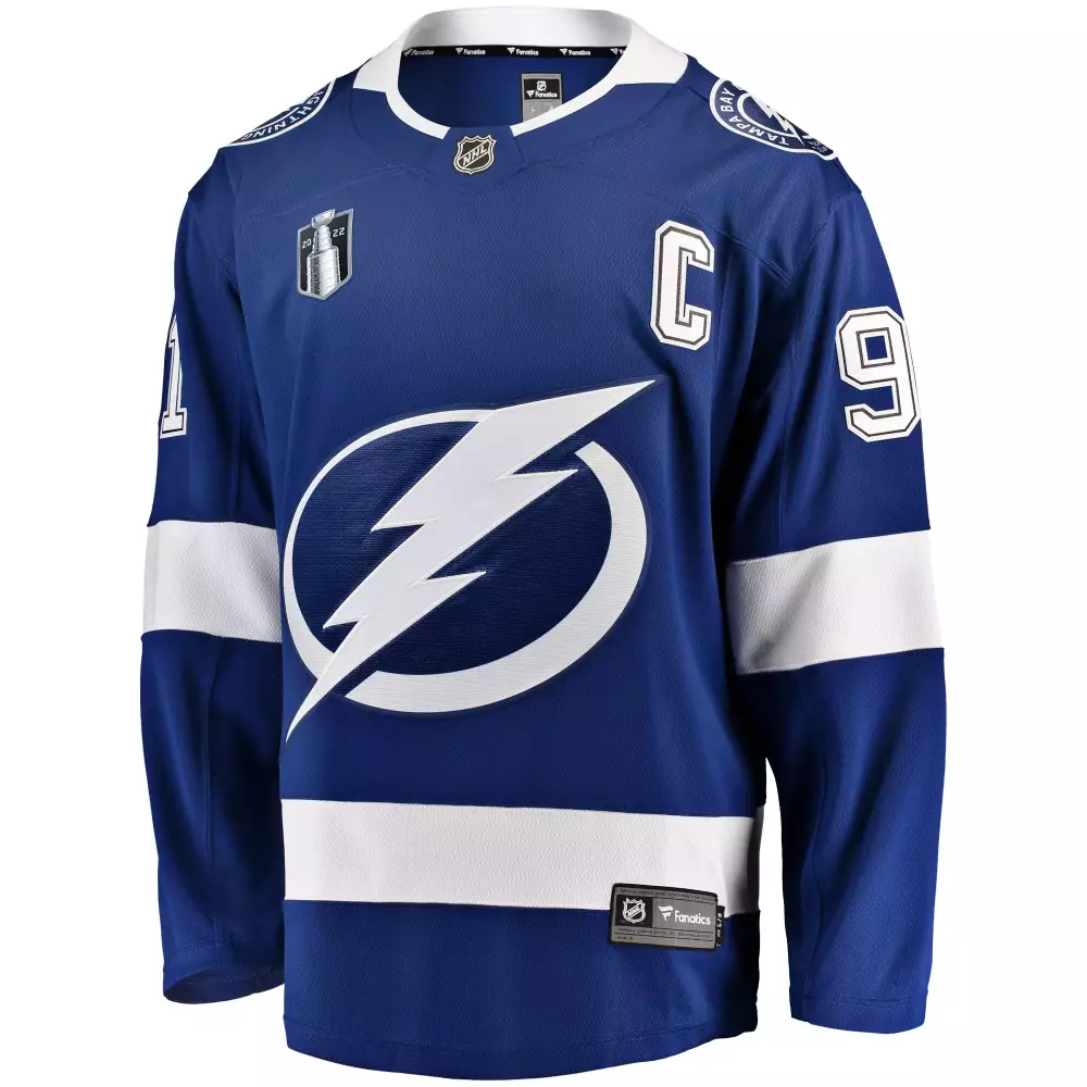 Tampa Bay Lightning 9 Jersey Blue 2022 Stanley Cup Champions Men White Home Breakaway