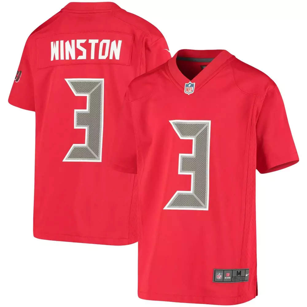 Jameis Winston 3 Jersey Red Tampa Bay Buccaneers Men Grey White Game