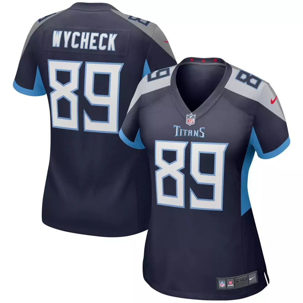 Frank Wycheck 89 Titans Jersey Navy Women Authentic Light Blue Gray Game Retired