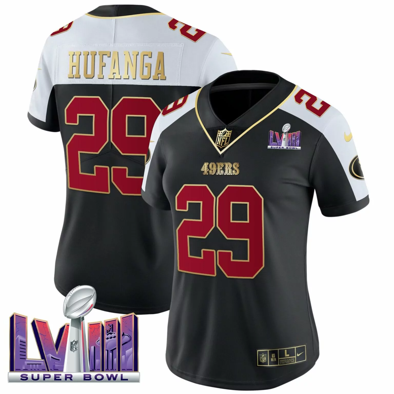 Talanoa Hufanga 29 49ERS Jersey Black Super Bowl Lviii 2023 Men Player Alternate