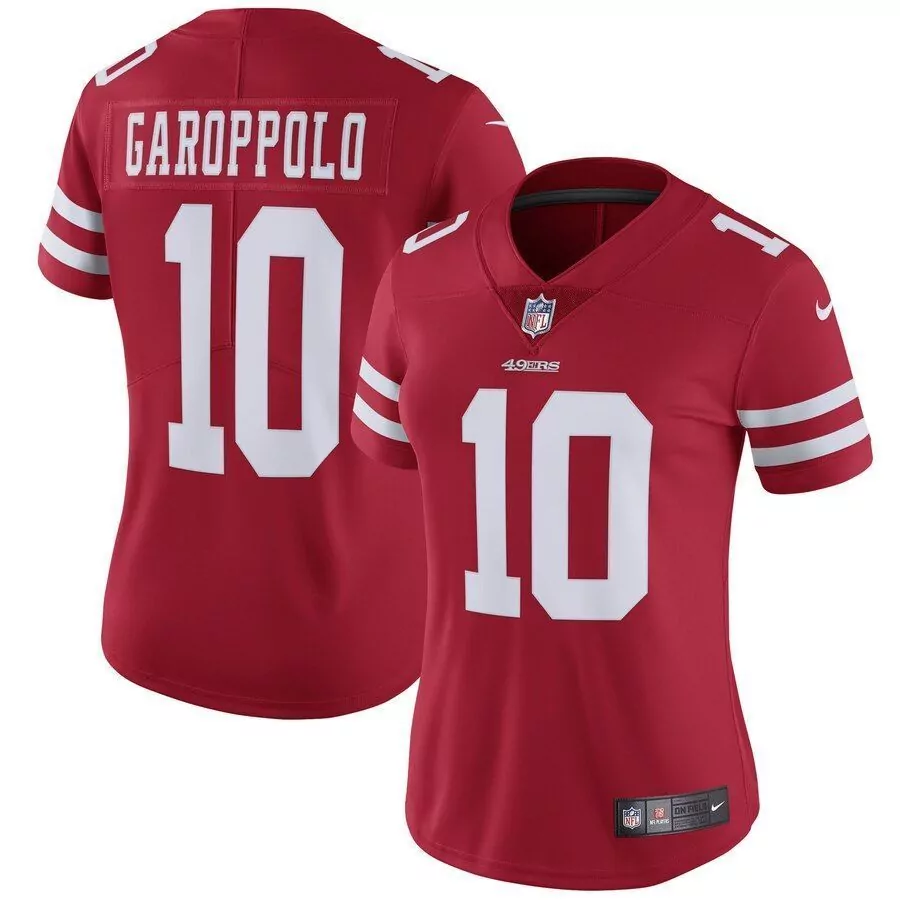 Jimmy Garoppolo 10 49ERS Jersey Red Women Home White Vapor Limited
