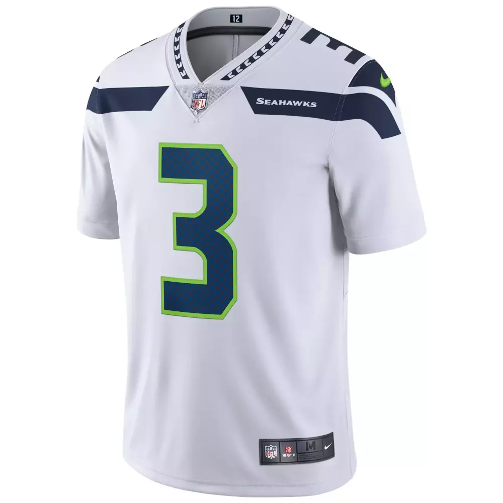 Russell Wilson 3 Seahawks Jersey White Men Standard Alternate Navy Blue Neon Green
