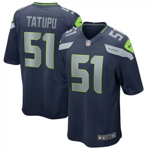 Lofa Tatupu 51 Seattle Seahawks Jersey Navy Blue Men Neon Green Silver Game Retired
