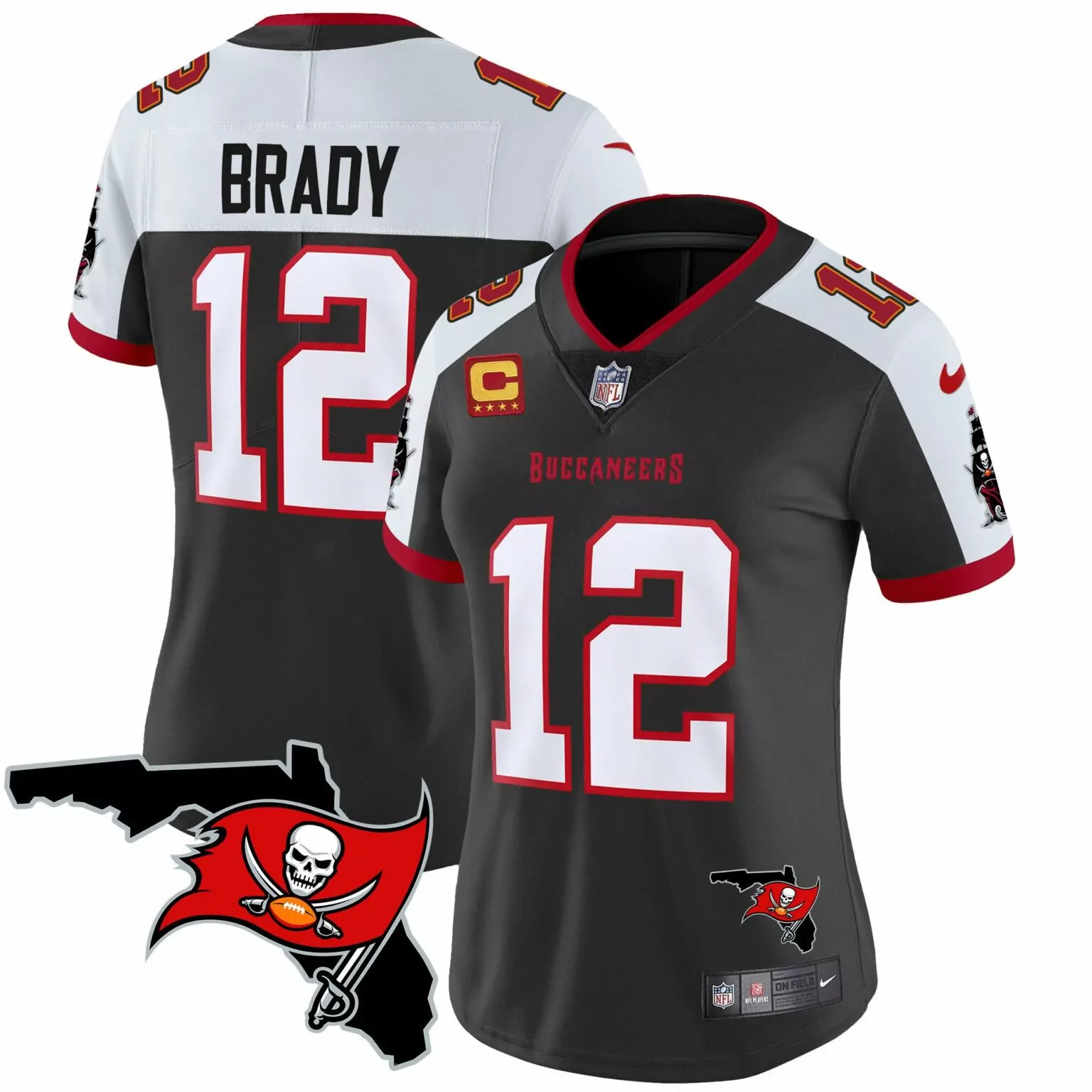 Tom Brady 12 Buccaneers Jersey Black Players Men Alternate White Red All Stitched