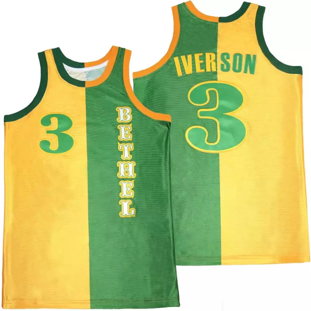 Allen Iverson 3 Jersey Yellow Split Design Green Orange
