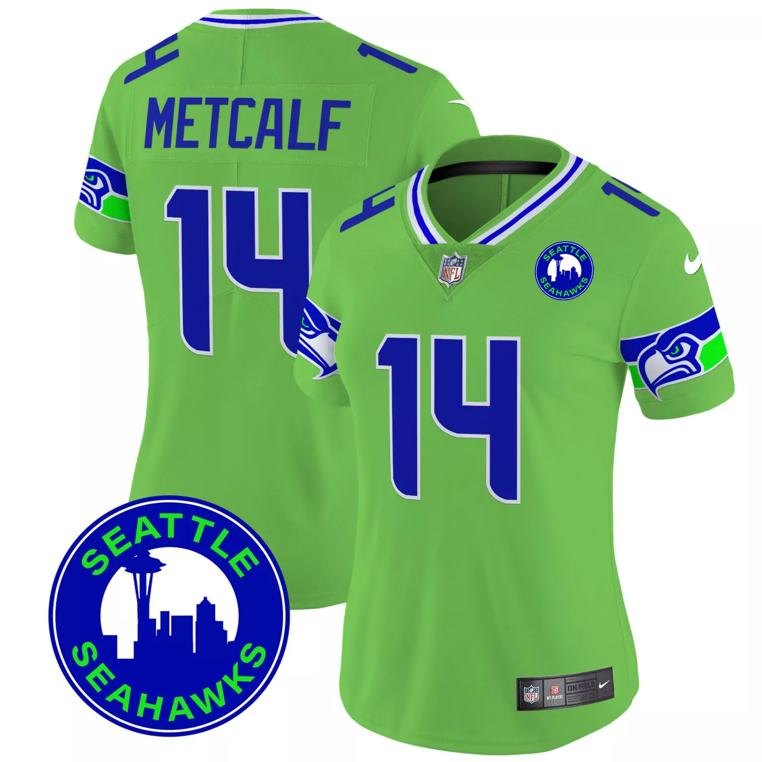 Dk Metcalf 14 Seattle Seahawks Jersey Lime Green NFL On Field 2023 Men Alternate