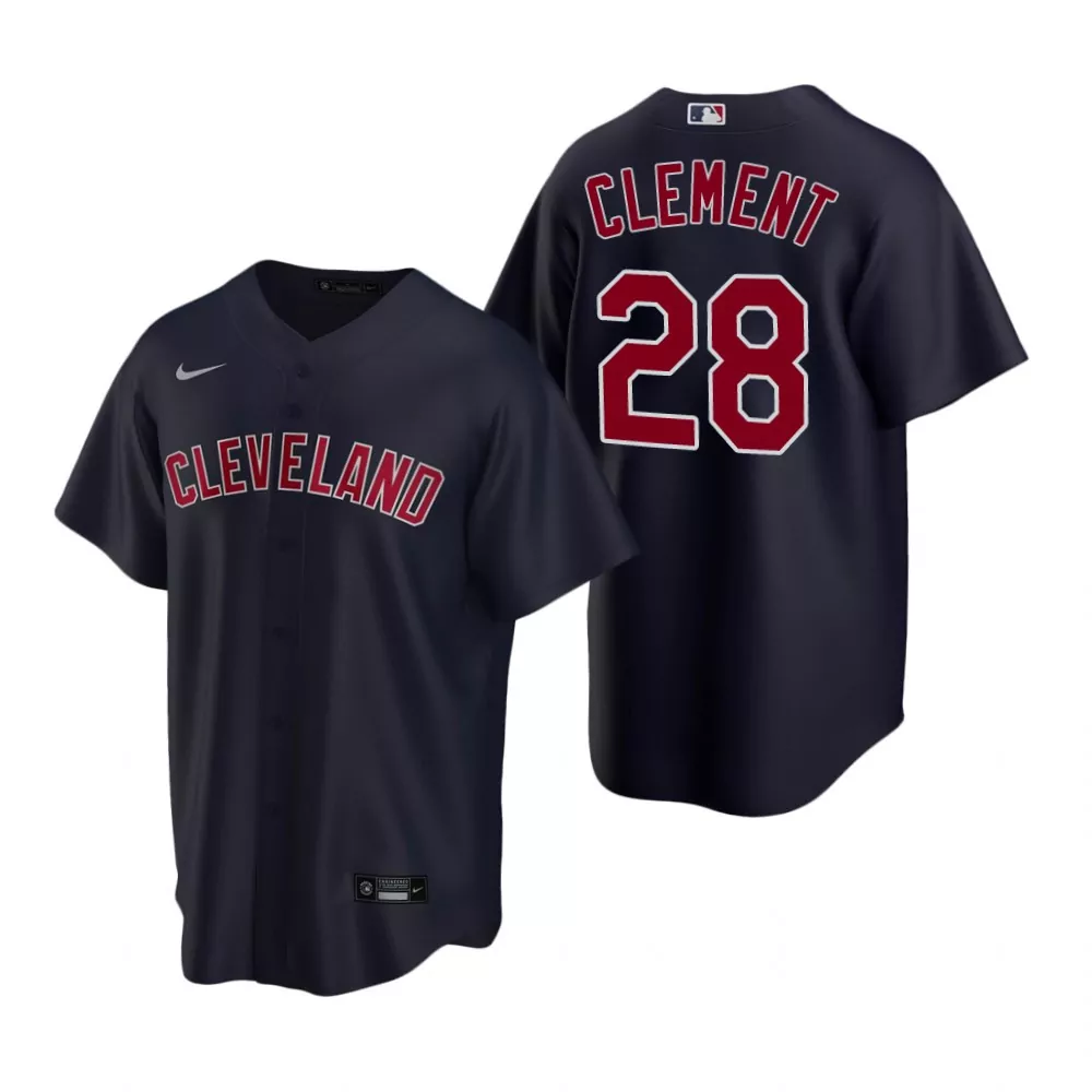 Ernie Clement 28 Cleveland Jersey Navy Men Red White Alternate