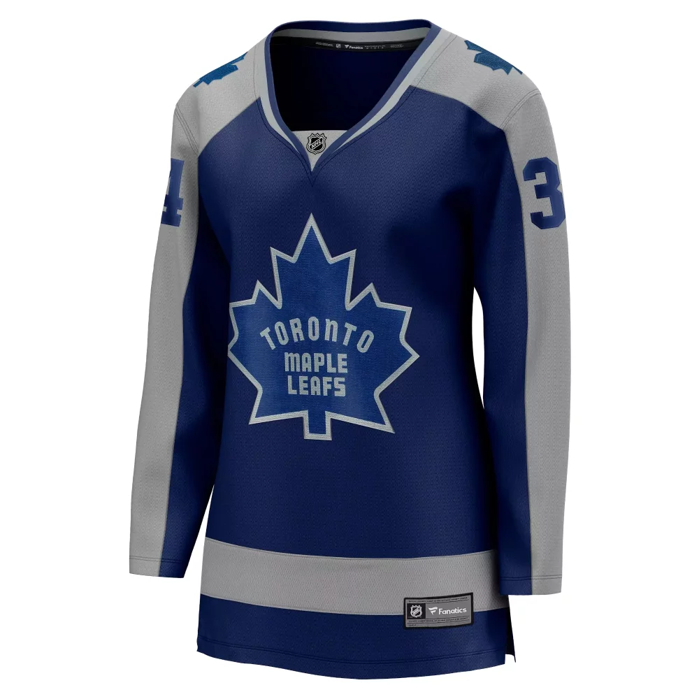 Auston Matthews 34 Jersey Blue Toronto Maple Leafs Men Replica Gray Breakaway