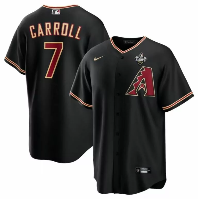 Corbin Carroll 7 Jersey Black World Series 2023 Arizona Diamondbacks Men Maroon Gold