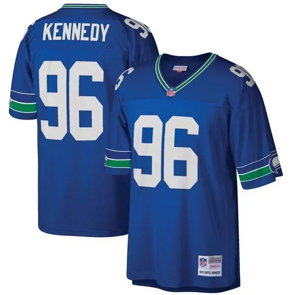 Cortez Kennedy 96 Jersey Blue Seattle Seahawks Men Green White Legacy