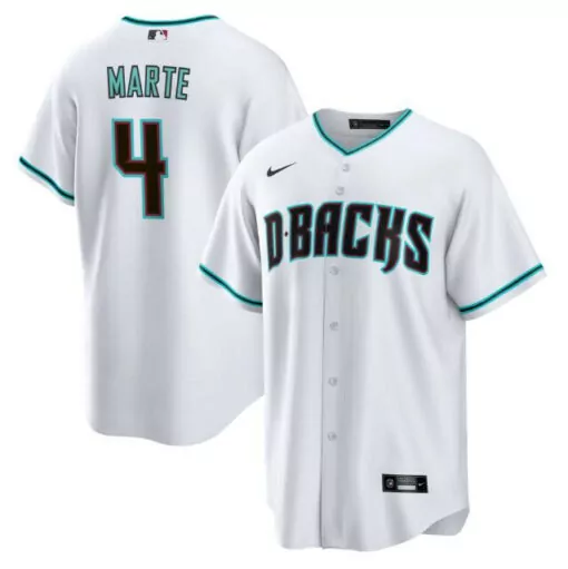 Ketel Marte 4 D-backs Jersey White Men Teal Black Cool Base Stitched