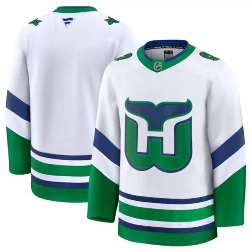 Blank Hartford Whalers Jersey White Green Blue Throwback Stitched