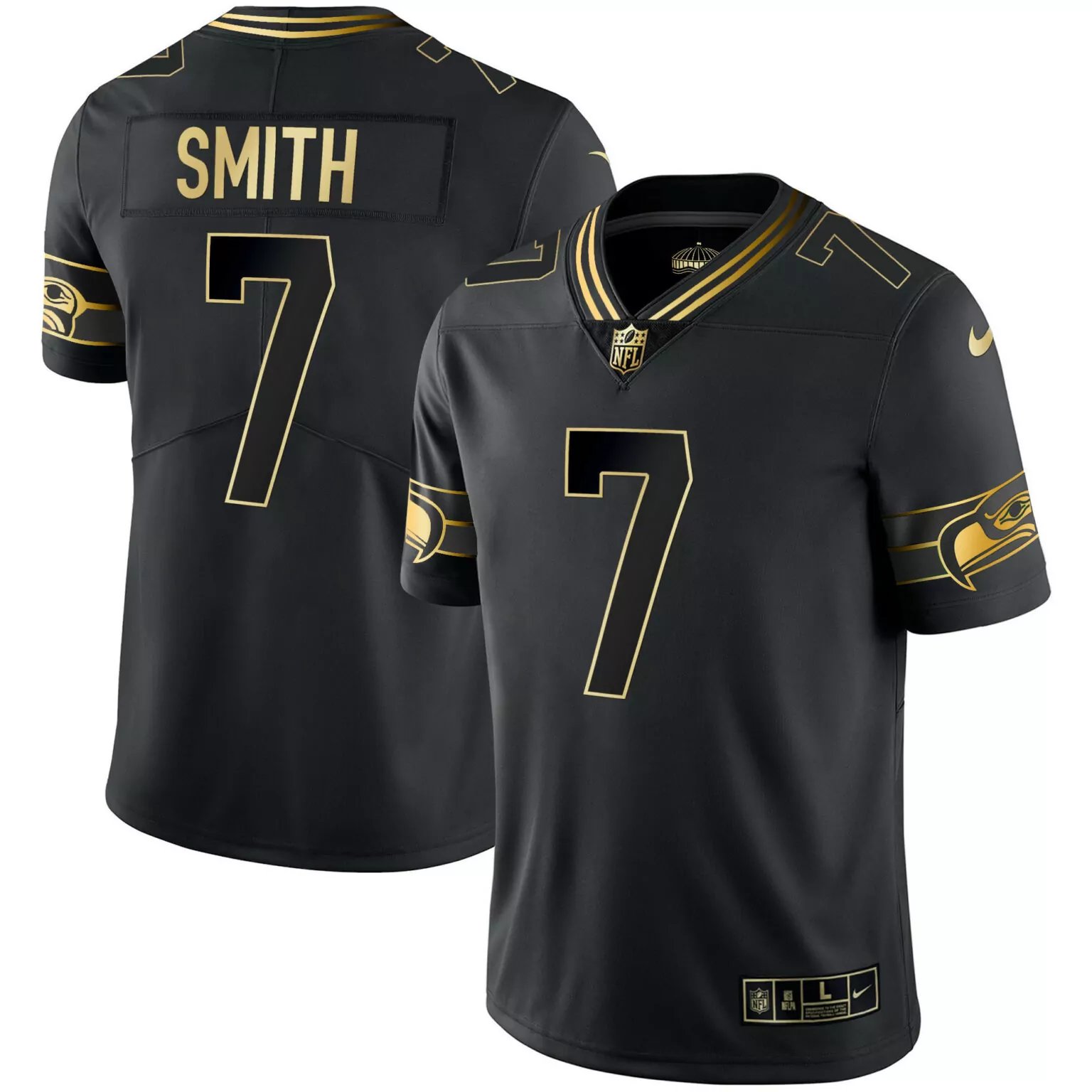 Geno Smith 7 Seattle Seahawks Jersey Black Men Player Alternate Gold Throwback All