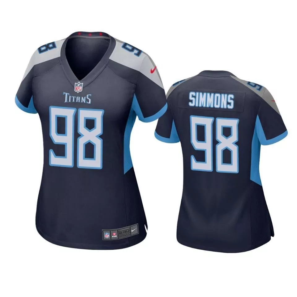 Jeffery Simmons 98 Titans Jersey Navy Men Authentic Light Blue Gray Game