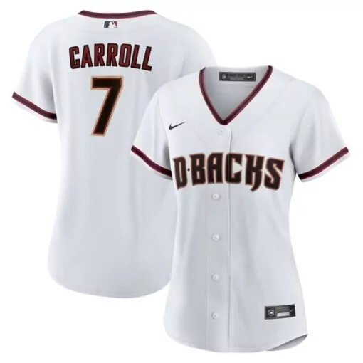 Corbin Carroll 7 Diamondbacks Jersey White Women Maroon Home