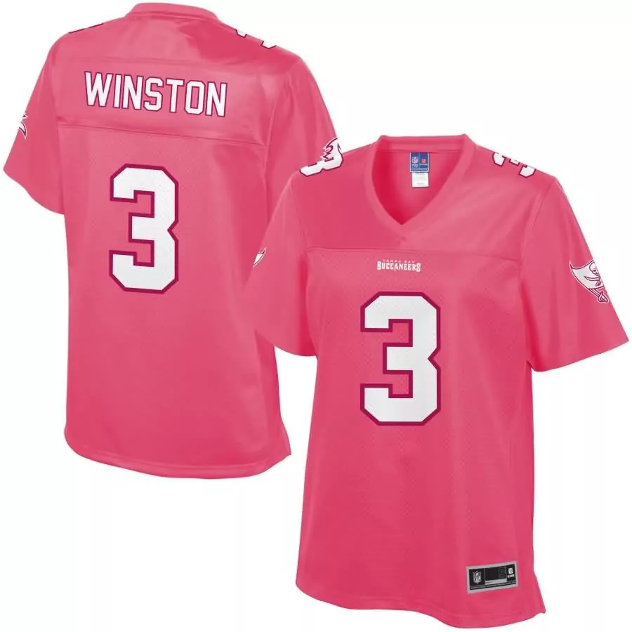 Jameis Winston 3 Jersey Pink Tampa Bay Buccaneers Replica White Pro Fashion