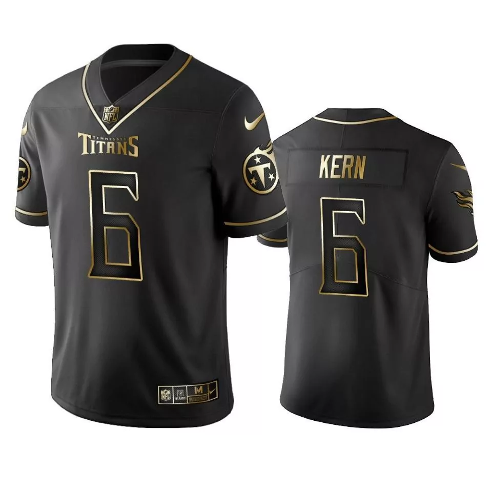 Brett Kern 6 Tennessee Titans Jersey Black Men Gold Vapor Limited