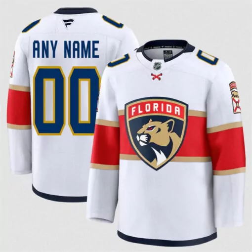 Florida Panthers Jersey White Men Red Gold Navy Blue Custom Away Stitched