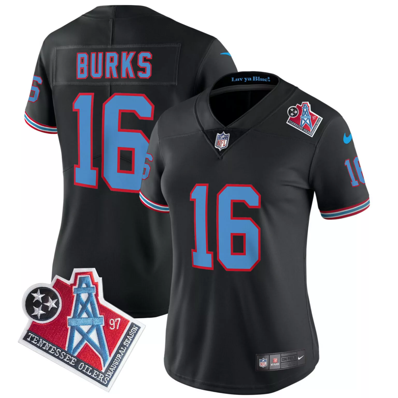 Treylon Burks 16 Tennessee Titans Jersey Black Inaugural Season Oilers Men Player