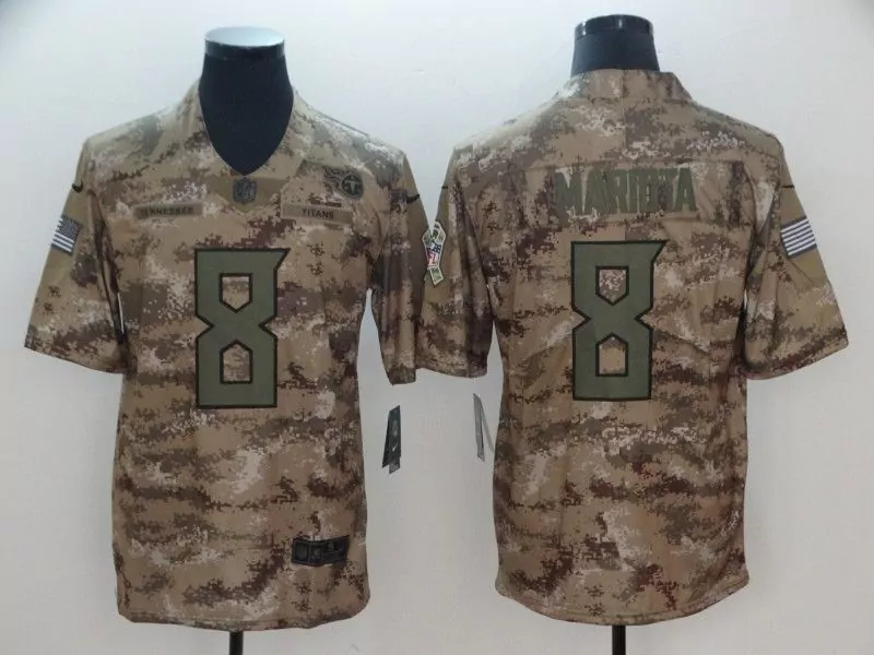 Marcus Mariota 8 Titans Jersey Tan American Flag Men Game Custom Design Green Brown