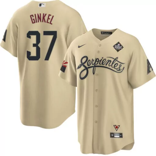Kevin Ginkel 37 Jersey Cream 2023 World Series Arizona Diamondbacks Men Navy Maroon