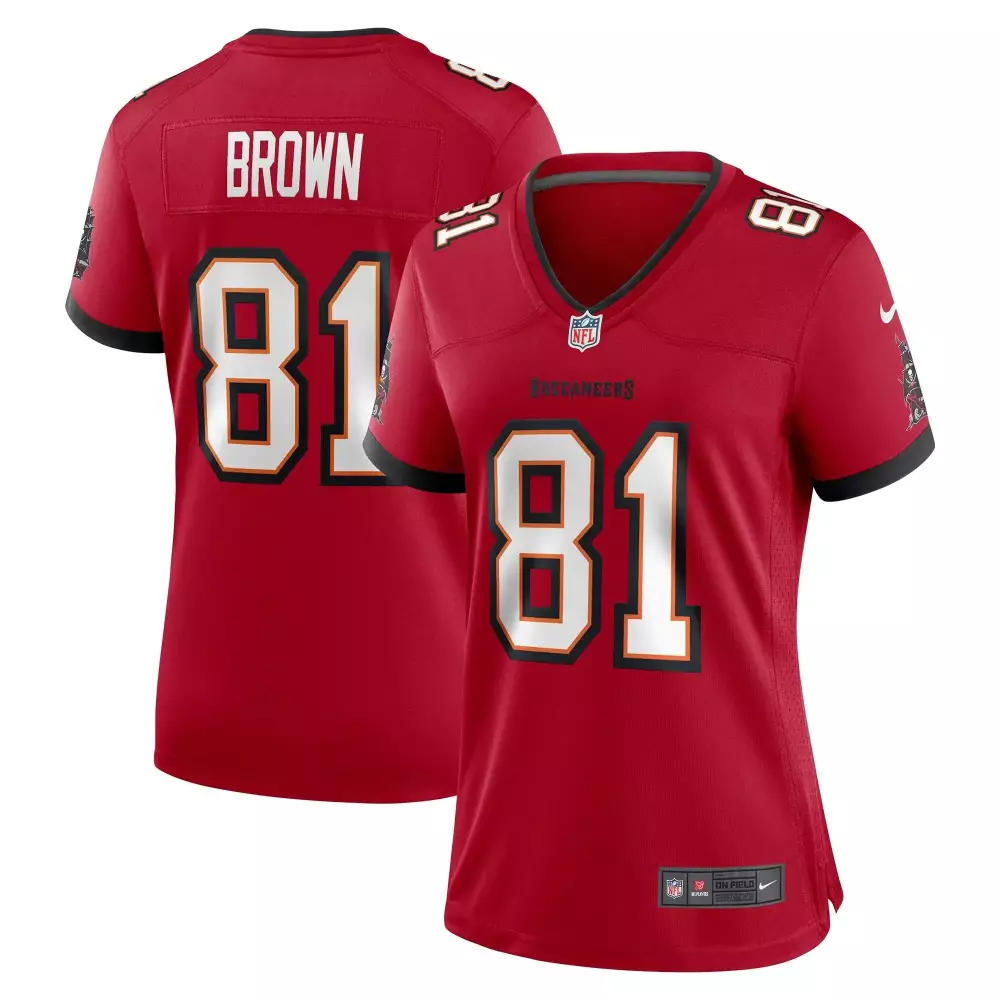 Antonio Brown 81 Buccaneers Jersey Red Men White Orange Black Game