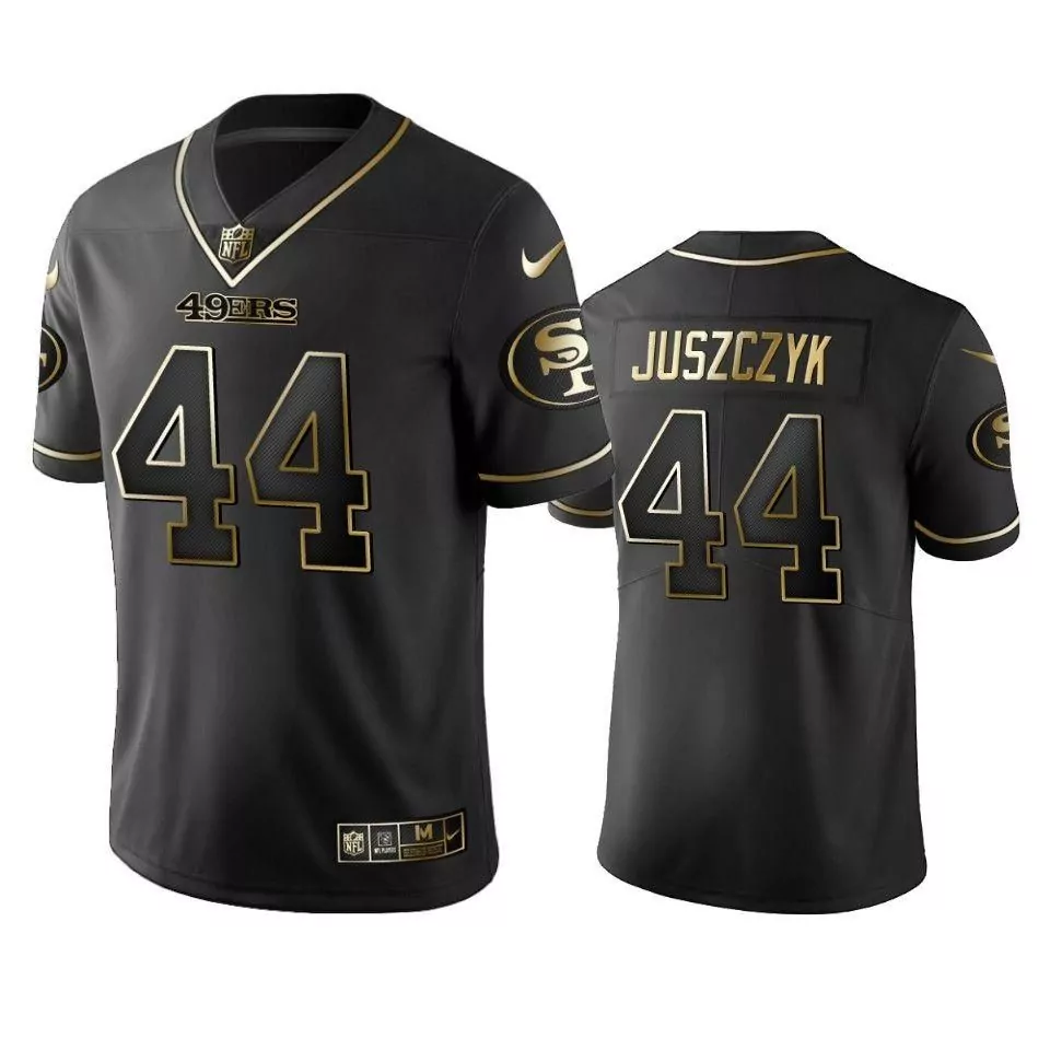 Kyle Juszczyk 44 49ERS Jersey Black Men Gold Vapor Limited