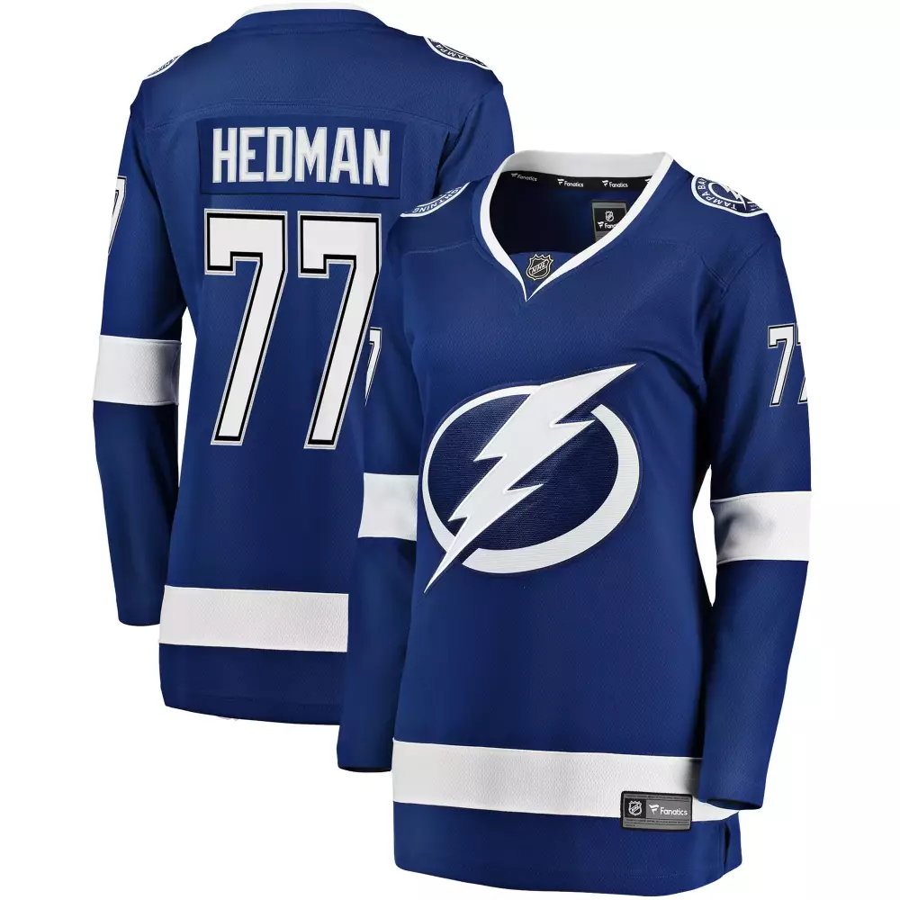 Victor Hedman 77 Jersey Blue Tampa Bay Lightning Men NHL White Premier Breakaway