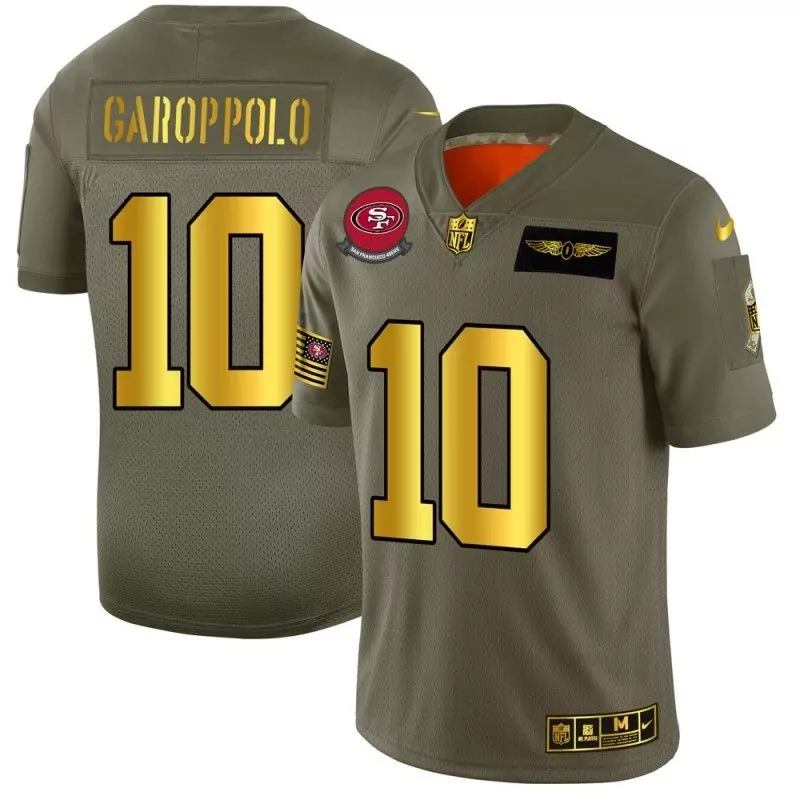 Jimmy Garoppolo 10 Jersey Olive Salute To Service San Francisco 49ers Usaa Us Flag
