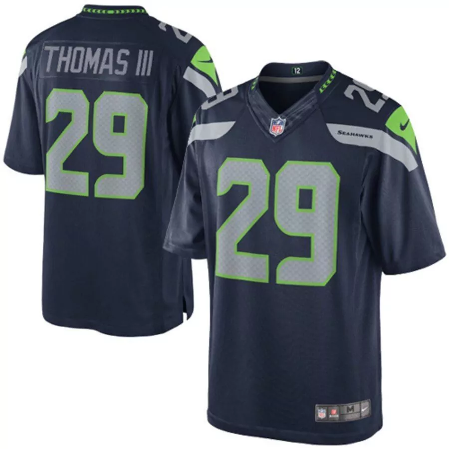 Earl Thomas 29 Seahawks Jersey Navy Men Grey Lime Green Limited