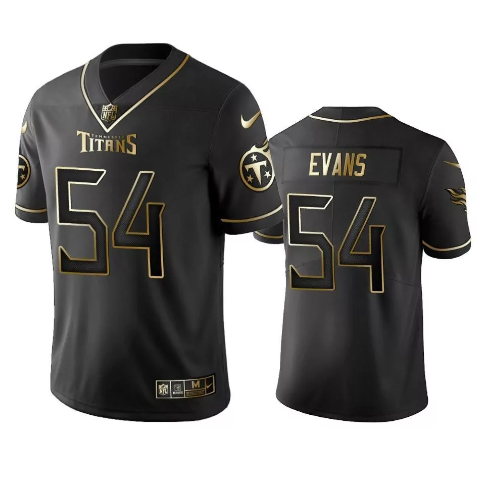 Rashaan Evans 54 Tennessee Titans Jersey Black Men Standard Gold Vapor Limited