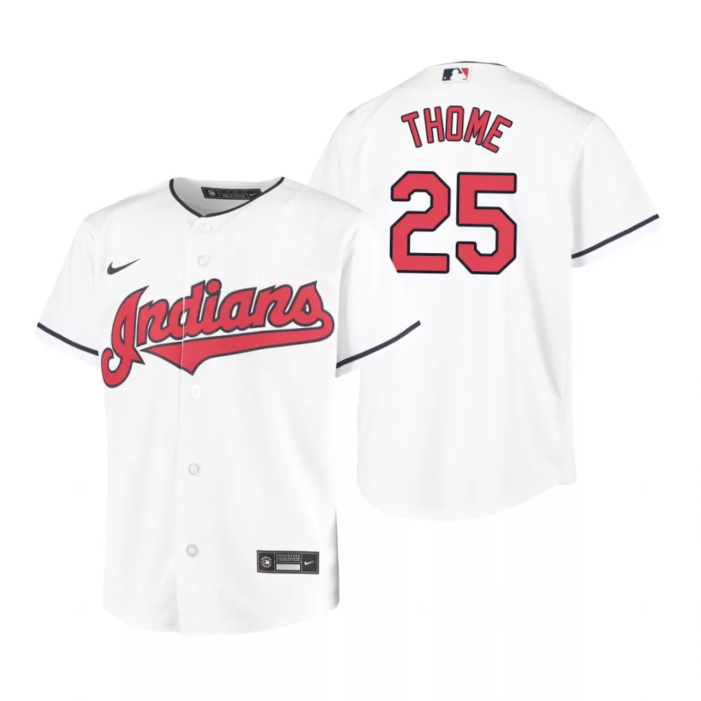 Jim Thome 25 Indians Jersey White Red Navy Alternate